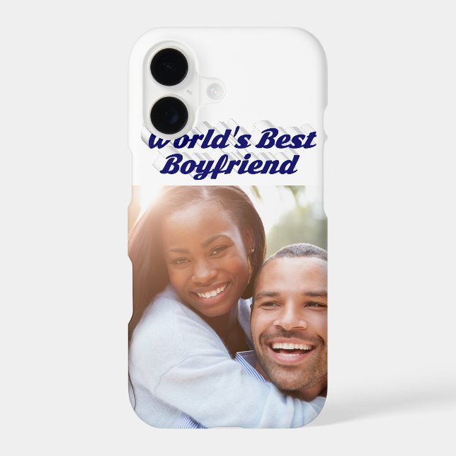 Best Boyfriend Photo with dark blue text  iPhone Case (Back)