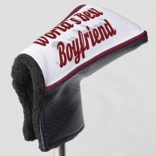 Best Boyfriend with burgundy text golf head cover