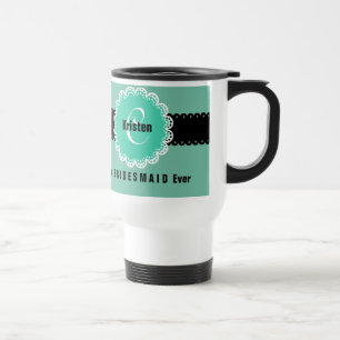 Best BRIDESMAID Ever Monogram Custom Name Colour Travel Mug