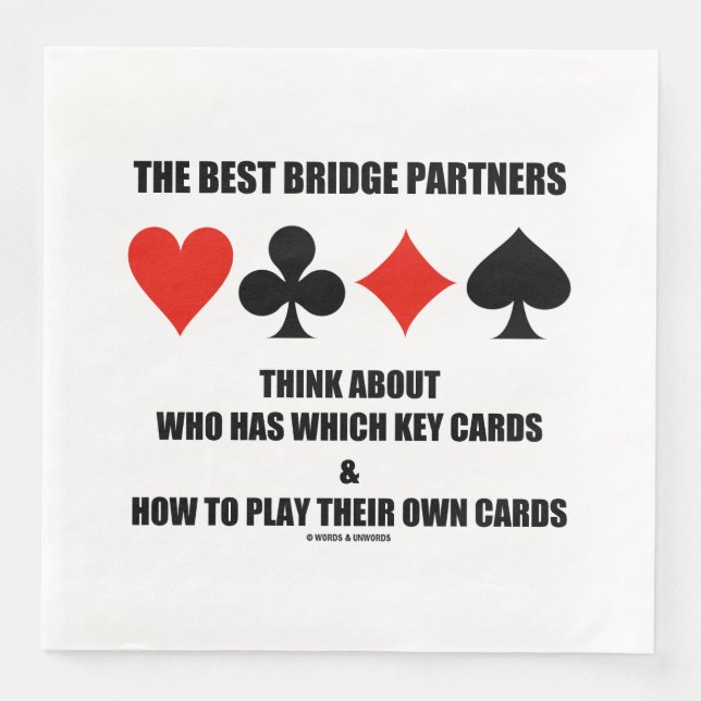 Best Bridge Partners Think About Who Has Which Key Napkin (Front)