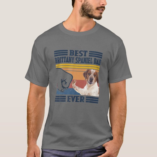 Best Brittany Spaniel Dad Ever Father's Day Christ T-Shirt (Front)