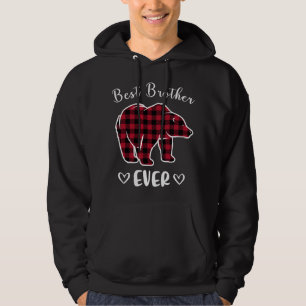 Best Brother Bear Ever Buffalo Plaid Red Matching Hoodie