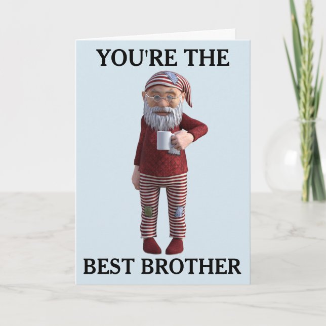 BEST BROTHER BIRTHDAY GNOME ELF CARD (Front)