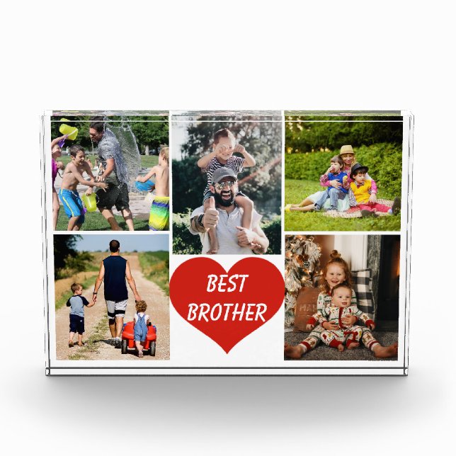 Best Brother Red Heart Photo Block (Front)