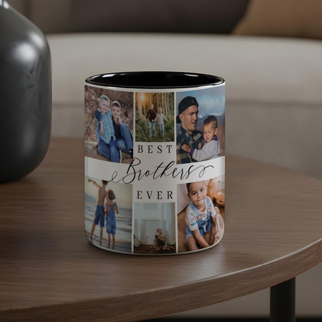 Best Brothers Ever Photo Collage Keepsake Gift Two-Tone Coffee Mug (Best Brothers Ever Photo Collage Keepsake Gift Two-Tone Coffee Mug)