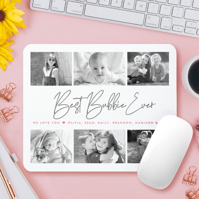 Best Bubbie Ever Modern Script 6 Photo Collage Mouse Pad (Creator Uploaded)