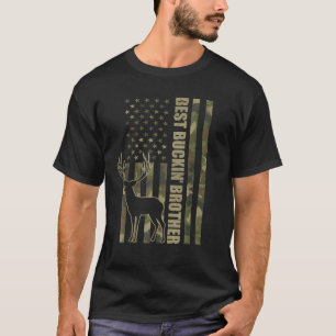 Best Buckin Brother Camo American Flag T-Shirt