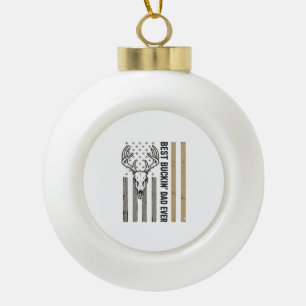 Best Buckin Dad Deer Hunting Vintage Shirt Design_ Ceramic Ball Christmas Ornament