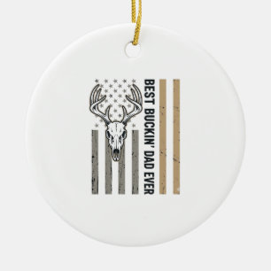Best Buckin Dad Deer Hunting Vintage Shirt Design_ Ceramic Tree Decoration