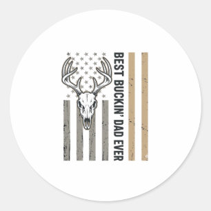 Best Buckin Dad Deer Hunting Vintage Shirt Design_ Classic Round Sticker