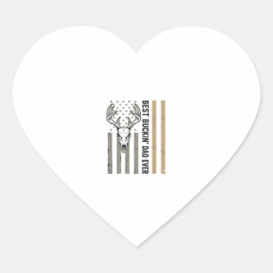 Best Buckin Dad Deer Hunting Vintage Shirt Design_ Heart Sticker