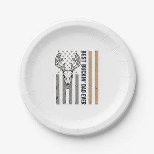 Best Buckin Dad Deer Hunting Vintage Shirt Design_ Paper Plate