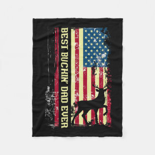 Best Buckin Dad Ever Patriotic Hunter Gift Hunting Fleece Blanket