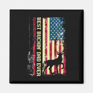 Best Buckin Dad Ever Patriotic Hunter Gift Hunting Magnet