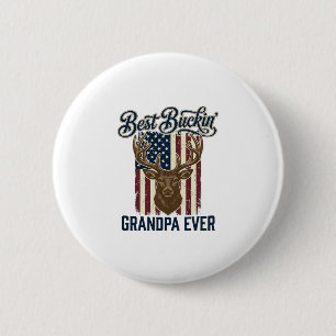Best Buckin Grandpa Ever Deer Hunting Shirt Design 6 Cm Round Badge