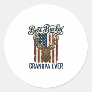 Best Buckin Grandpa Ever Deer Hunting Shirt Design Classic Round Sticker