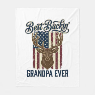 Best Buckin Grandpa Ever Deer Hunting Shirt Design Fleece Blanket