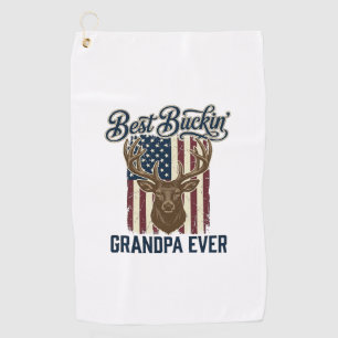 Best Buckin Grandpa Ever Deer Hunting Shirt Design Golf Towel