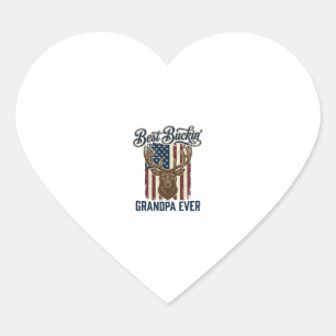 Best Buckin Grandpa Ever Deer Hunting Shirt Design Heart Sticker