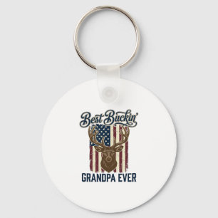 Best Buckin Grandpa Ever Deer Hunting Shirt Design Key Ring