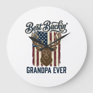 Best Buckin Grandpa Ever Deer Hunting Shirt Design Large Clock
