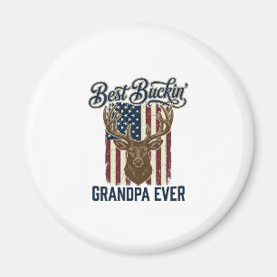 Best Buckin Grandpa Ever Deer Hunting Shirt Design Magnet