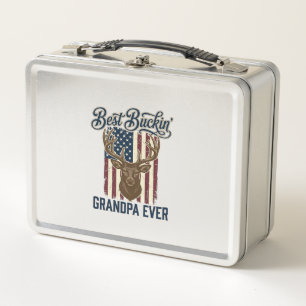 Best Buckin Grandpa Ever Deer Hunting Shirt Design Metal Lunch Box