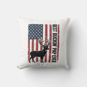 Best Buckin Pap Ever Deer Flag Vintage Vector_1 Cushion