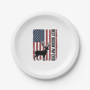 Best Buckin Pap Ever Deer Flag Vintage Vector_1 Paper Plate