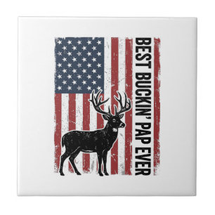 Best Buckin Pap Ever Deer Flag Vintage Vector_1 Tile