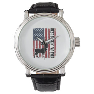 Best Buckin Pap Ever Deer Flag Vintage Vector_1 Watch
