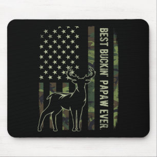 Best Buckin' Papaw Camo American Flag Deer Hunting Mouse Pad