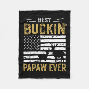 Best Buckin Papaw Ever Funny Gift Deer Hunter Cool Fleece Blanket