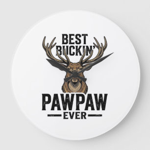 Best Buckin Pawpaw Vintage Deer Hunting Shirt_1 Large Clock