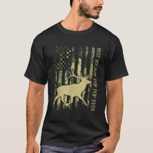 Best Buckin Pop Pop Ever Camo American Flag Deer H T-Shirt