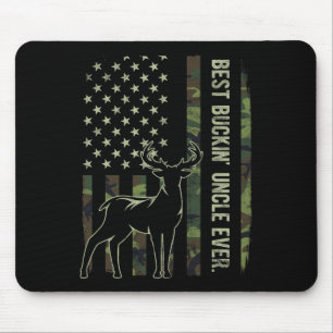 Best Buckin' Uncle Ever Camo American Flag Deer Hu Mouse Pad