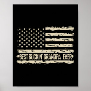 Best Bucking Grandpa Ever Camouflage Us Flag Deer Poster