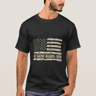 Best Bucking Grandpa Ever Camouflage Us Flag Deer  T-Shirt