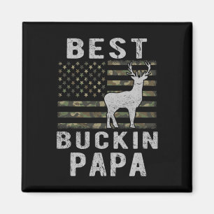 Best Bucking Papa Camouflage American Flag Deer Hu Magnet
