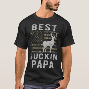 Best Bucking Papa Camouflage American Flag Deer Hu T-Shirt