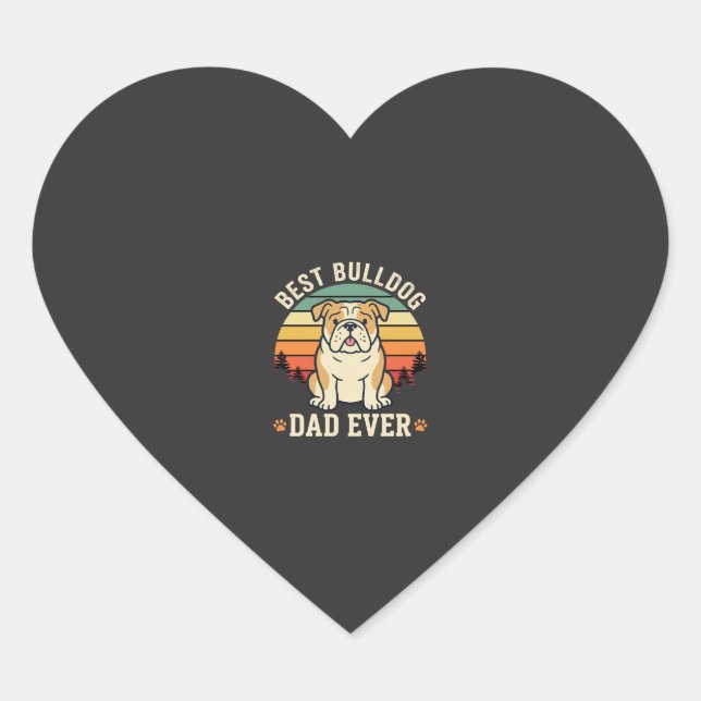 Best Bulldog Dad Ever Retro Vector Heart Sticker (Front)