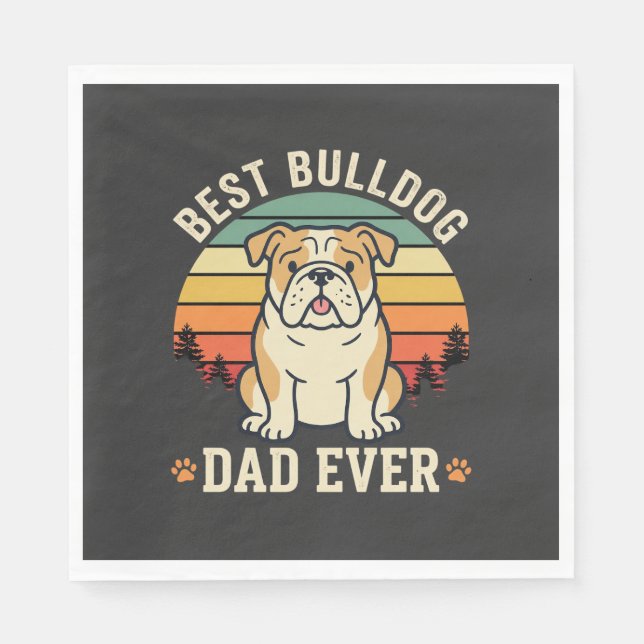 Best Bulldog Dad Ever Retro Vector Napkin (Front)