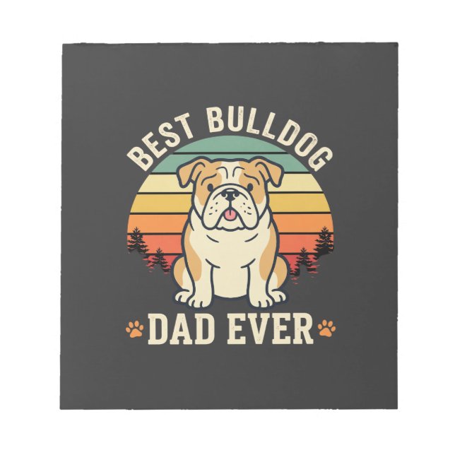 Best Bulldog Dad Ever Retro Vector Notepad (Front)