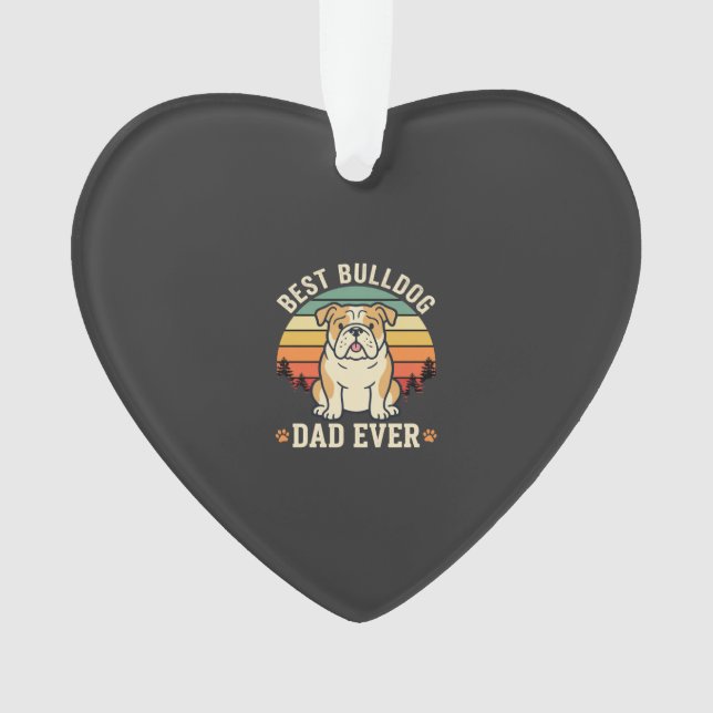 Best Bulldog Dad Ever Retro Vector Ornament (Front)
