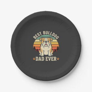 Best Bulldog Dad Ever Retro Vector Paper Plate