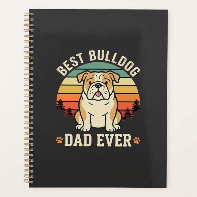 Best Bulldog Dad Ever Retro Vector Planner (Front)