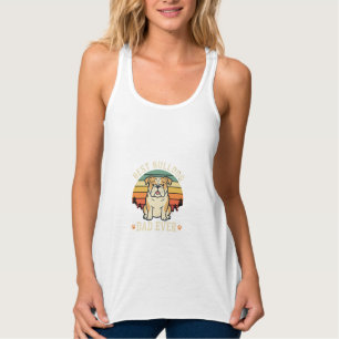 Best Bulldog Dad Ever Retro Vector Singlet