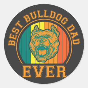 Best Bulldog Dad Ever Retro Vintage Fathers Day Classic Round Sticker
