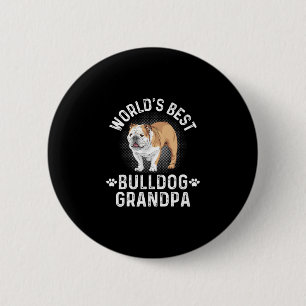 Best Bulldog Grandpa - Dog Grandfather  6 Cm Round Badge