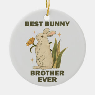 Best Bunny Brother Ever Bunnies Lovers Cool Rabbit Ceramic Tree Decoration